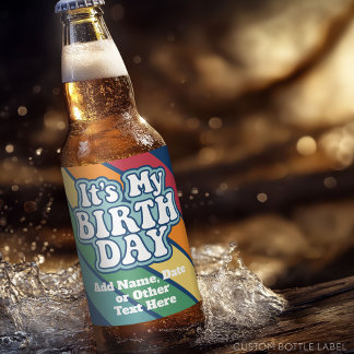 Het is mijn verjaardag - Happy Stripe Rainbow Colo Bier Etiket
