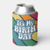 Het is mijn verjaardag - Happy Stripe Rainbow Colo Blikjeskoeler (Blikje Voorkant)