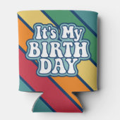 Het is mijn verjaardag - Happy Stripe Rainbow Colo Blikjeskoeler (Achterkant)