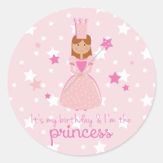 Het is mijn verjaardag & ik ben de prinses ronde sticker (Voorkant)