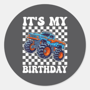 Het is mijn verjaardag jongen monstertruck verjaar ronde sticker