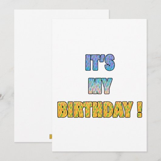 Het is mijn verjaardag kaart (Voorkant / Achterkant)