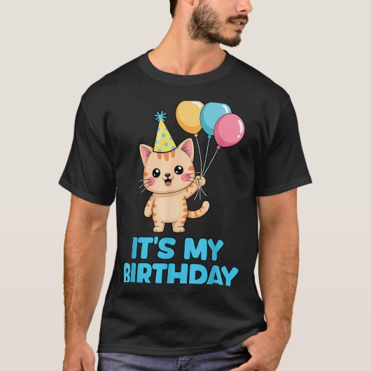 Het is mijn verjaardag Kawaii Kat T-shirt (Voorkant)