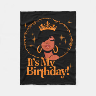 Het is mijn verjaardag Koningin Afro-Amerikaans Af Fleece Deken