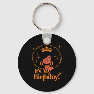 Het is mijn verjaardag Koningin Afro-Amerikaans Af Sleutelhanger