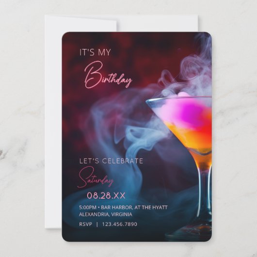 Het is mijn verjaardag, laten we cocktail uitnodig kaart (Voorkant)