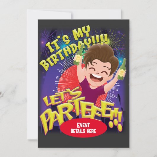 Het is mijn verjaardag - Laten we feesten! uitnodi Kaart (Voorkant)
