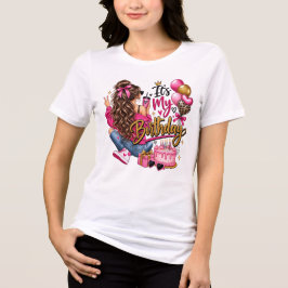 Het is mijn verjaardag meisje roze & goud glamour Tri-Blend shirt