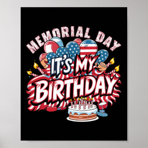 Het is mijn verjaardag Memorial Day Cool Retro Fun Poster