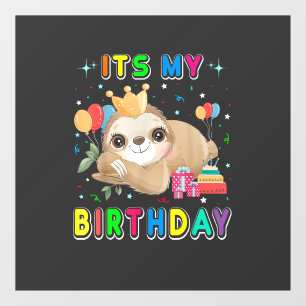 Het is mijn verjaardag Mooie luiaard verjaardagsfe Raamsticker
