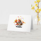 Het is mijn verjaardag poep emoji kinder jongensfe kaart (Gele Bloem)