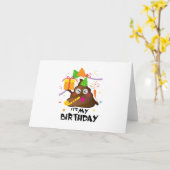 Het is mijn verjaardag poep emoji kinder meisje pa kaart (Gele Bloem)