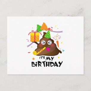 Het is mijn verjaardag poep emoji kinder meisje pa uitnodiging briefkaart