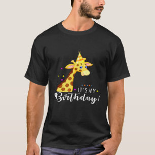 Het is mijn verjaardag Schattige Giraffe in een fe T-shirt