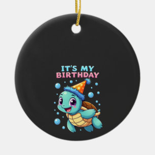 Het is mijn verjaardag Schattige Zeeschildpad Ocea Keramisch Ornament