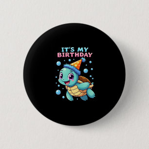 Het is mijn verjaardag Schattige Zeeschildpad Ocea Ronde Button 5,7 Cm