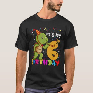 Het is mijn verjaardag schildpad Ik ben 6 jaar oud T-shirt