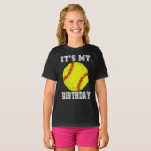 Het is mijn verjaardag Softbal ontwerp T-shirt (Voorkant volledig)
