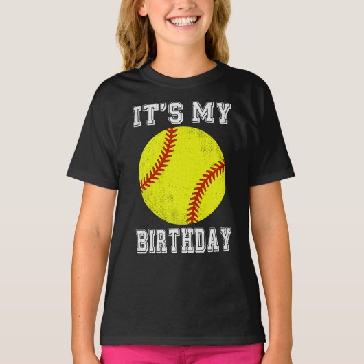Het is mijn verjaardag Softbal ontwerp T-shirt (Voorkant)