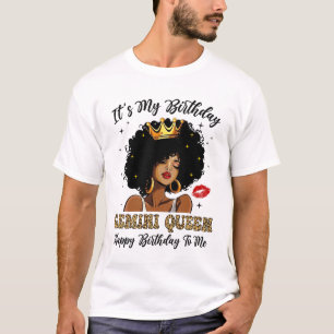 Het is mijn verjaardag Tweeling Queen Afro-Amerika T-shirt