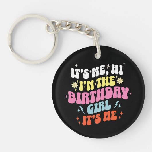 Het is mijn verjaardagsfeest meisjes sleutelhanger (Voorkant)