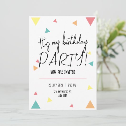Het is mijn verjaardagsfeestje! gepersonaliseerd kaart (Staand voorkant)