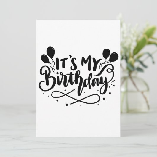 Het is mijn verjaardagsscript - grillige ballon kaart (Staand voorkant)