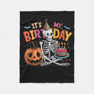 Het is mijn verjaardagsskelet Happy Halloween Birt Fleece Deken