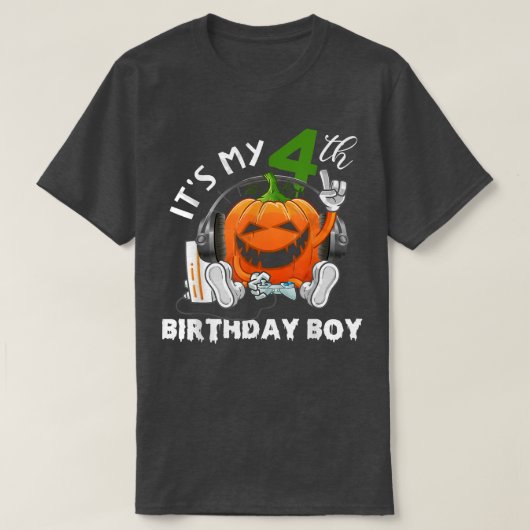Het is mijn vierde verjaardag jongen Halloween Jac T-shirt (Design voorkant)