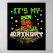 Het is mijn vijfde verjaardag Kinder gaming pixel  Poster (Voorkant)