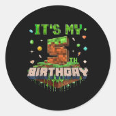 Het is mijn vijfde verjaardag Kinder gaming pixel  Ronde Sticker (Voorkant)