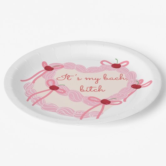 Het is mijn vrijgezel | Coquette Cake Bruidsfeest Papieren Bordje (Gekanteld)