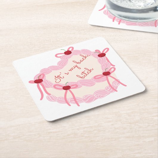 Het is mijn vrijgezellenfeest | Coquette Cake Brui Kartonnen Onderzetters (Schuin)