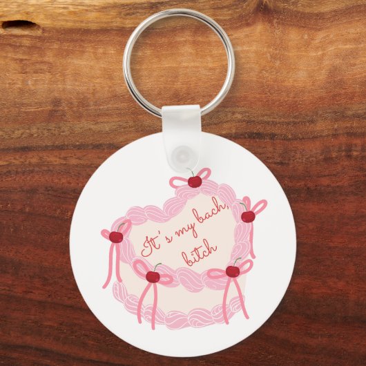 Het is mijn vrijgezellenfeest | Coquette Cake Brui Sleutelhanger (Voorkant)