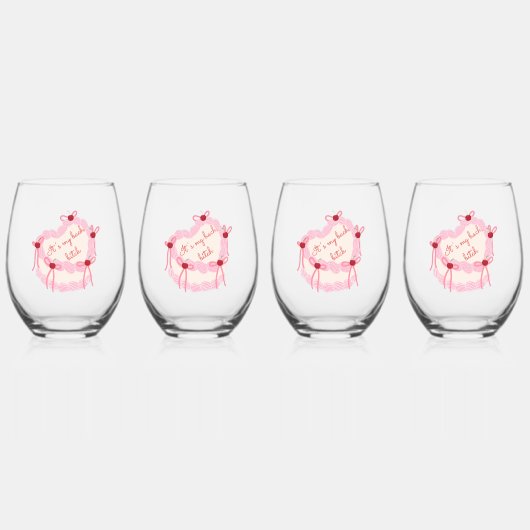 Het is mijn vrijgezellenfeest | Coquette Cake Brui Wijnglas Zonder Voet (Voorkant)