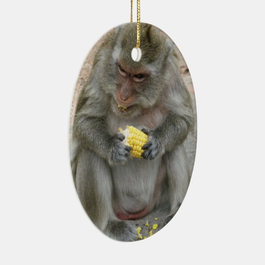 Het is Mine! .. Wild Thai Macaque Monkey Keramisch Ornament (Rechts)