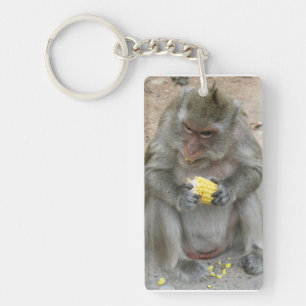 Het is Mine! .. Wild Thai Macaque Monkey Sleutelhanger
