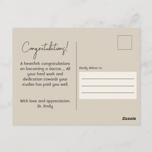 Het is Miss Mrs Dr. Eigenlijk grappig Afstuderen Briefkaart (Achterkant)