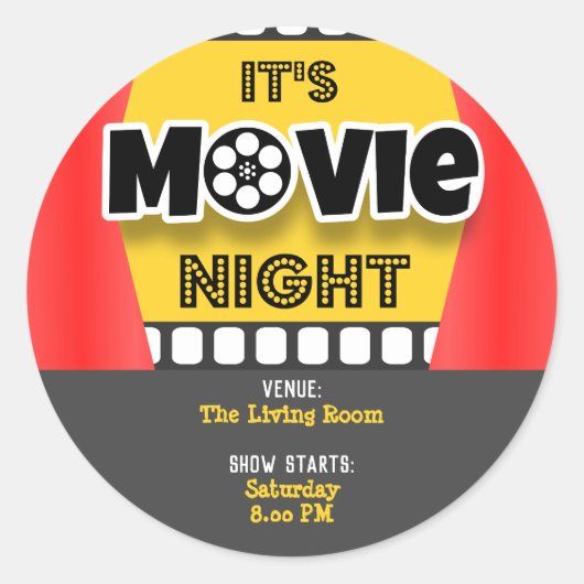 Het is Movie Night Ronde Sticker (Voorkant)