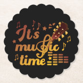 Het is muziektijd, gouden gitaar musical kartonnen onderzetters (Voorkant)