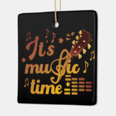 Het is muziektijd, gouden gitaar musical keramisch ornament (Links)