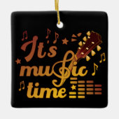 Het is muziektijd, gouden gitaar musical keramisch ornament (Voorkant)