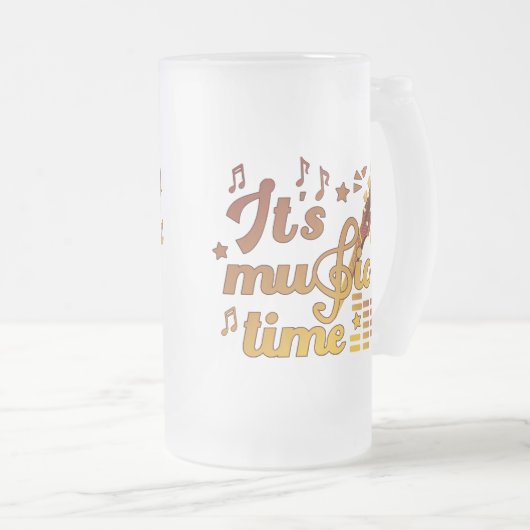 Het is muziektijd, gouden gitaar musical matglas bierpul (Voorkant rechts)