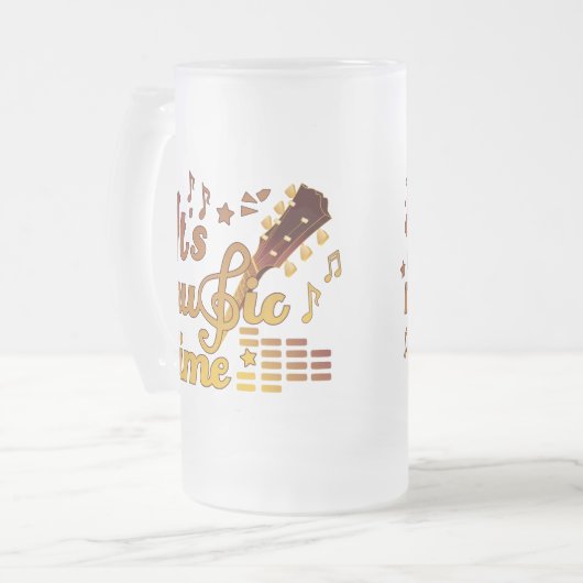 Het is muziektijd, gouden gitaar musical matglas bierpul (Voorkant links)