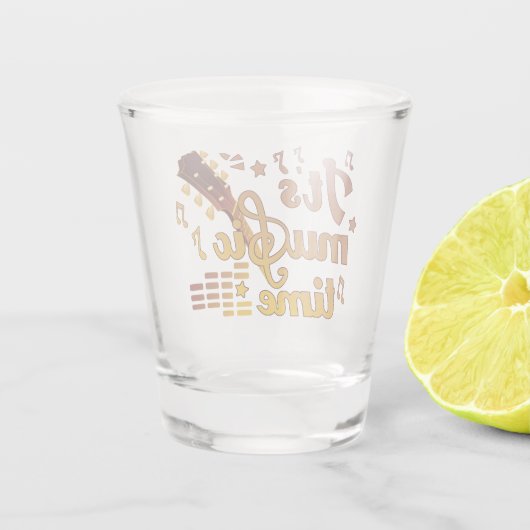 Het is muziektijd, gouden gitaar musical shot glas (Achterkant)