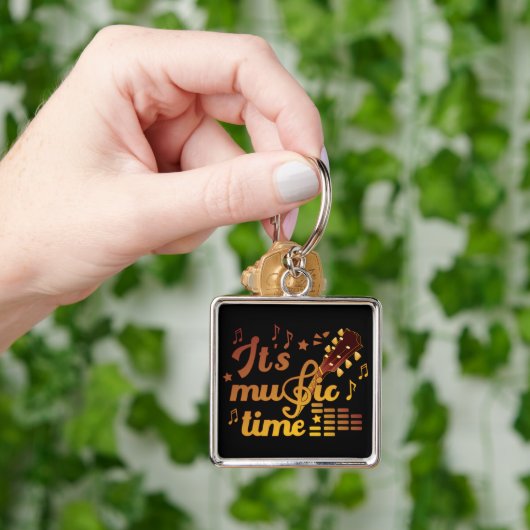 Het is muziektijd, gouden gitaar musical sleutelhanger (Hand)