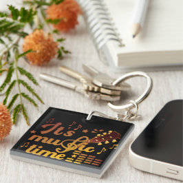 Het is muziektijd, gouden gitaar musical sleutelhanger