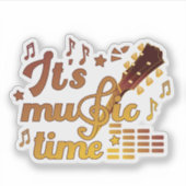 Het is muziektijd, gouden gitaar musical sticker (Voorkant)