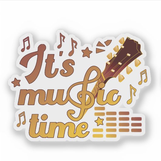 Het is muziektijd, gouden gitaar musical sticker (Voorkant)