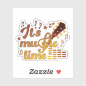 Het is muziektijd, gouden gitaar musical sticker (Vel)